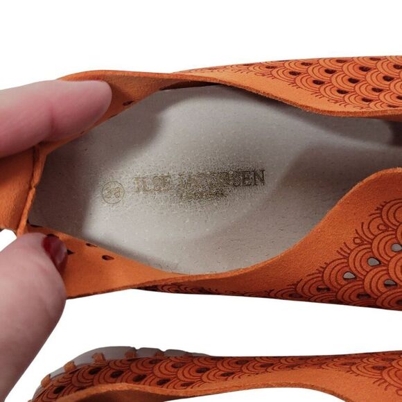 Ilse Jacobsen Loafer Tulip Shoe Women EUR 38 US 7-7.5 Perforated Orange Slip On - Picture 9 of 14